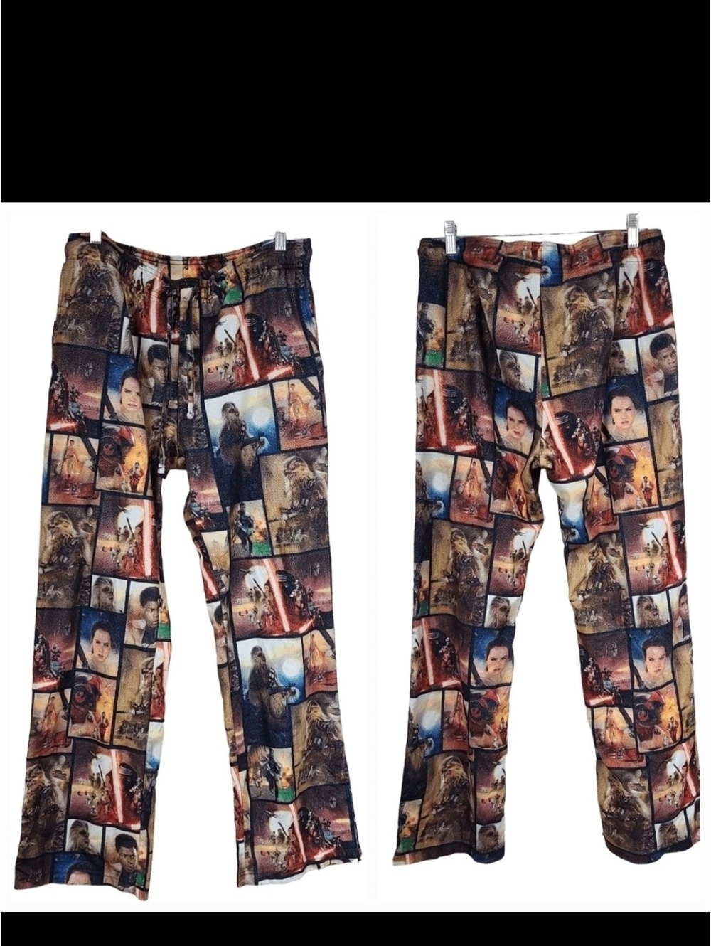 Star Wars Character Collage Flannel Lounge Pants Y2K Comic Graphic Sleepwear EUC
